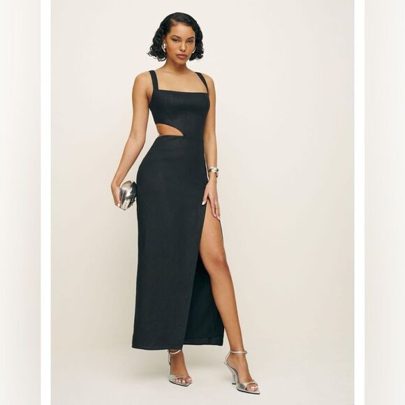 NWT Reformation Satori Linen Dress Black - Picture 3 of 15